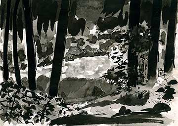 Balhary Pond, Drawing by John Boyle