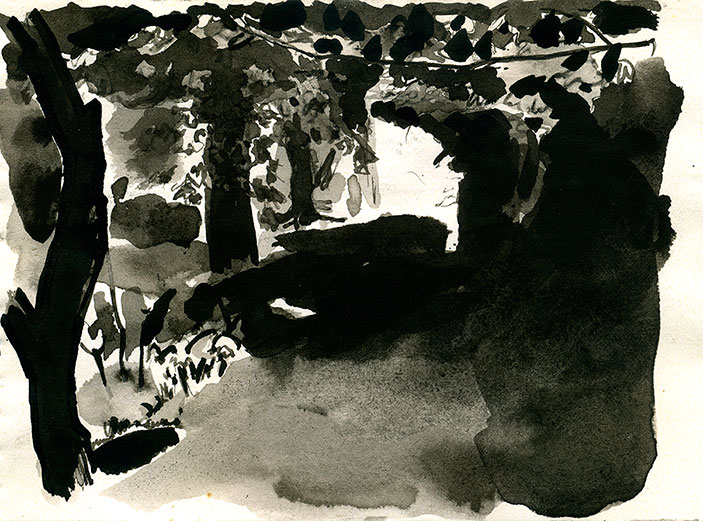 Path to Leitfie Road, 2, ink drawing by John Boyle