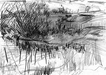 Pool, Crathie Bridge, Drawing by John Boyle